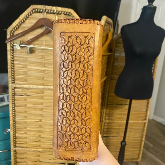 Vintage Handcrafted Embossed Leather Top Handle Bag – Artisan Signed western - Picture 6 of 8